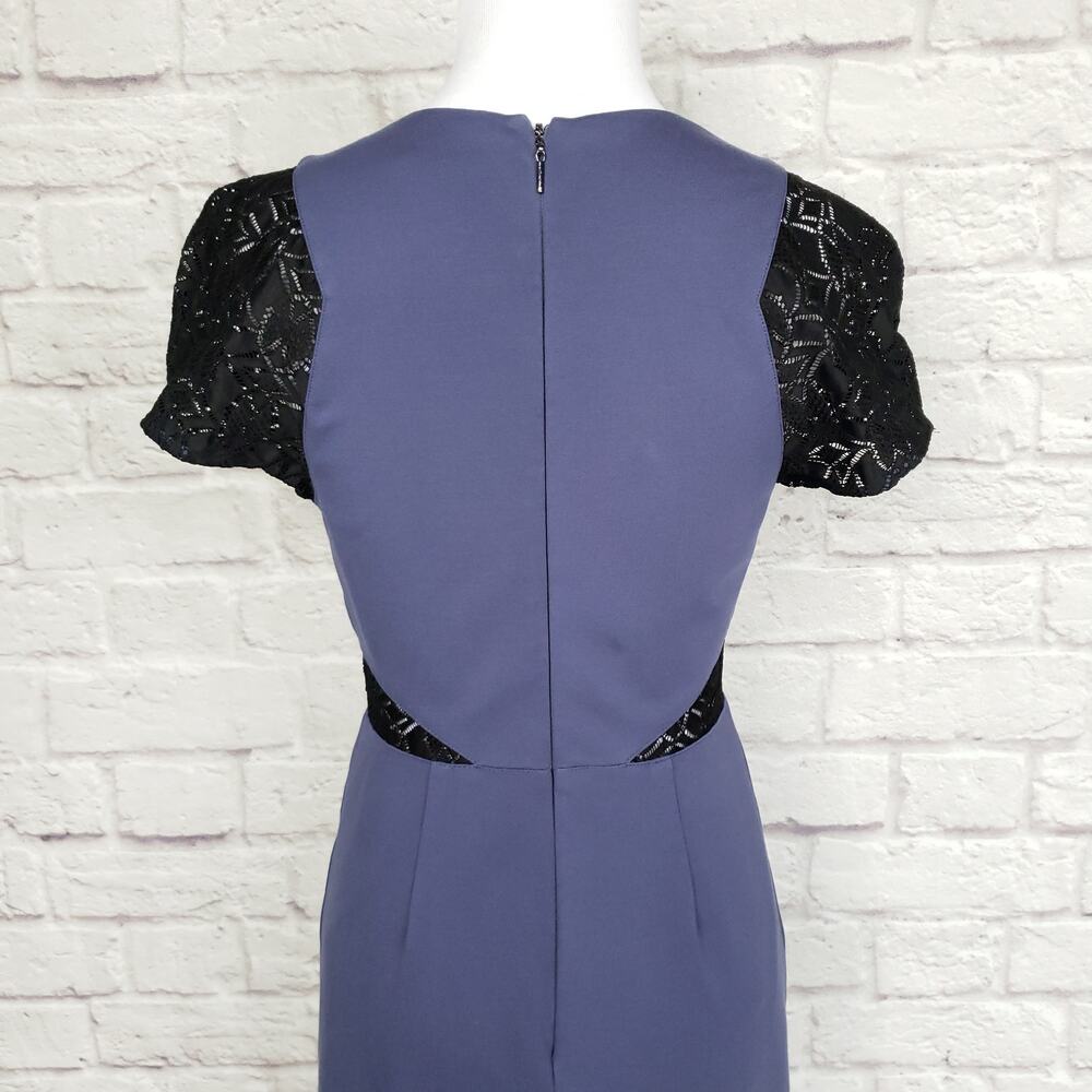 Rebecca Taylor Blue Harbour Ponte Knit Sheath Dress Black Lace Detail Sz 2 - Picture 16 of 16